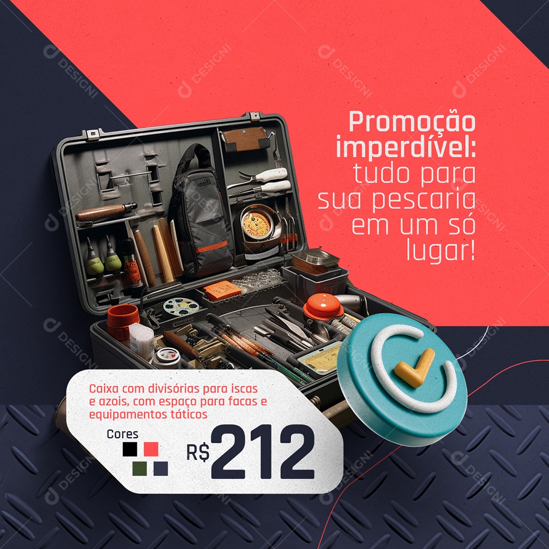 Caça e Pesca Promoção imperdível tudo para sua pescaria Social Media PSD Editável