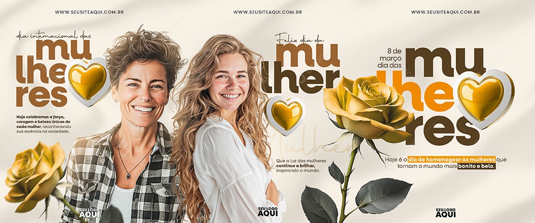 Banner Dia Internacional das Mulheres 8 de Março que a Luz Continue a Brilhar Social Media PSD Editável