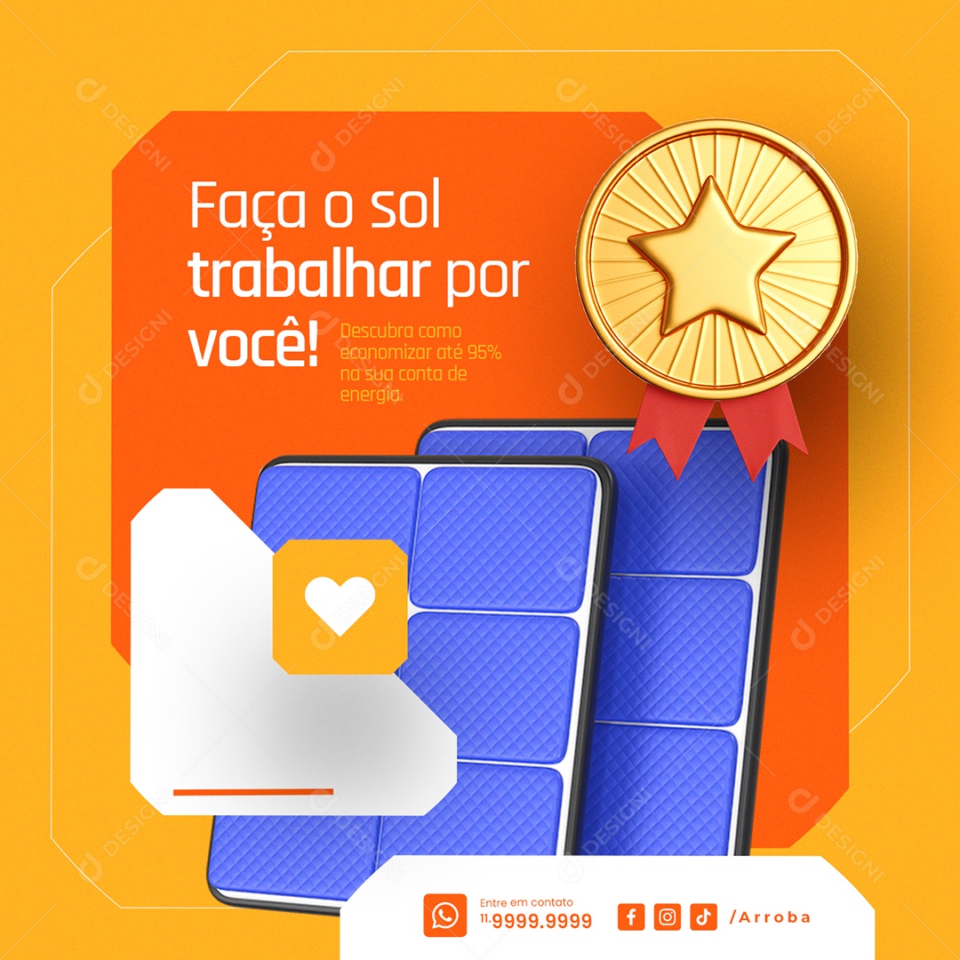 Energia Solar Faça o sol trabalhar por você Social Media PSD Editável