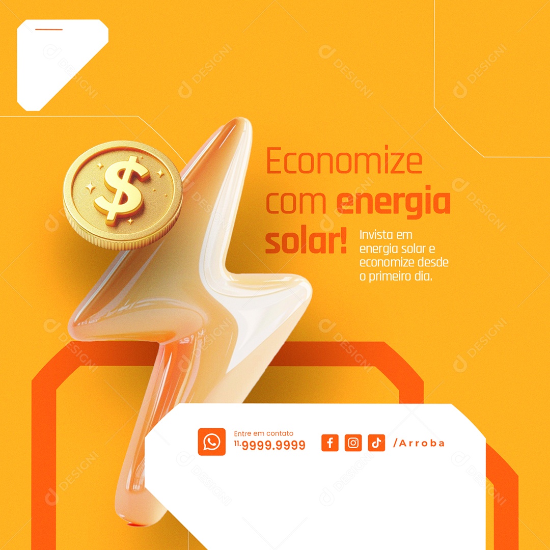 Social Media Economize com energia solar invista PSD Editável