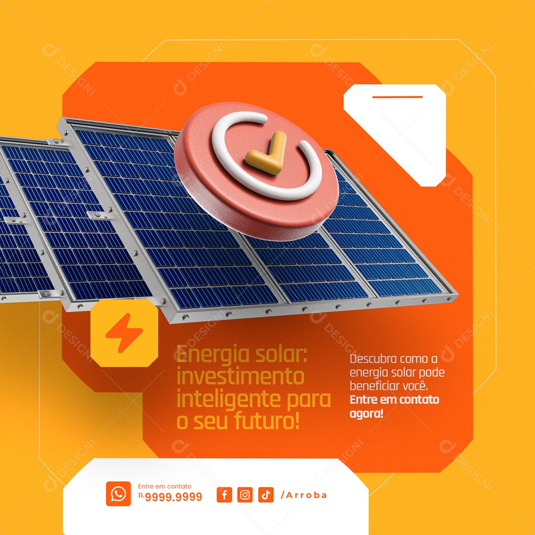 Energia Solar investimento inteligente para o seu futuro Social Media PSD Editável