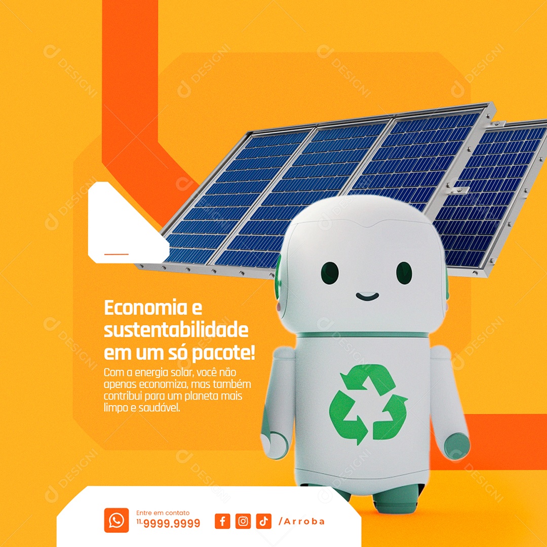 Energia Solar Economia e sustentabilidade em um só pacote Social Media PSD Editável