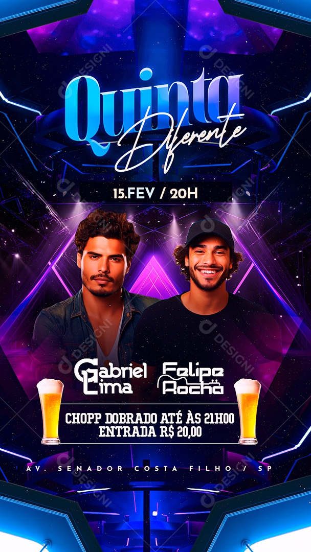 Story Flyer Quinta Diferente Gabriel Lima Felipe Rocha Social Media PSD Editável