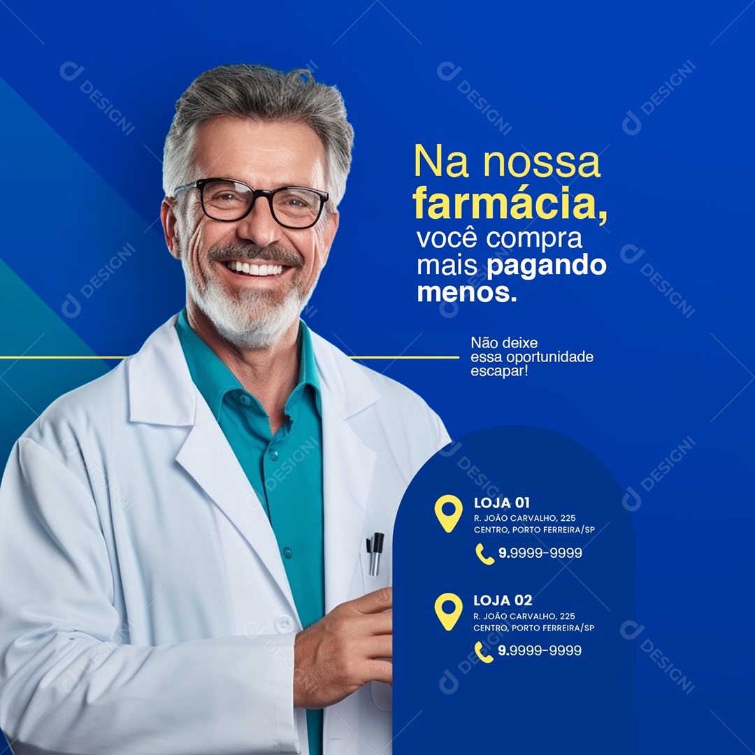 Mês da economia Farmácia você compra mais pagando menos Social Media PSD Editável