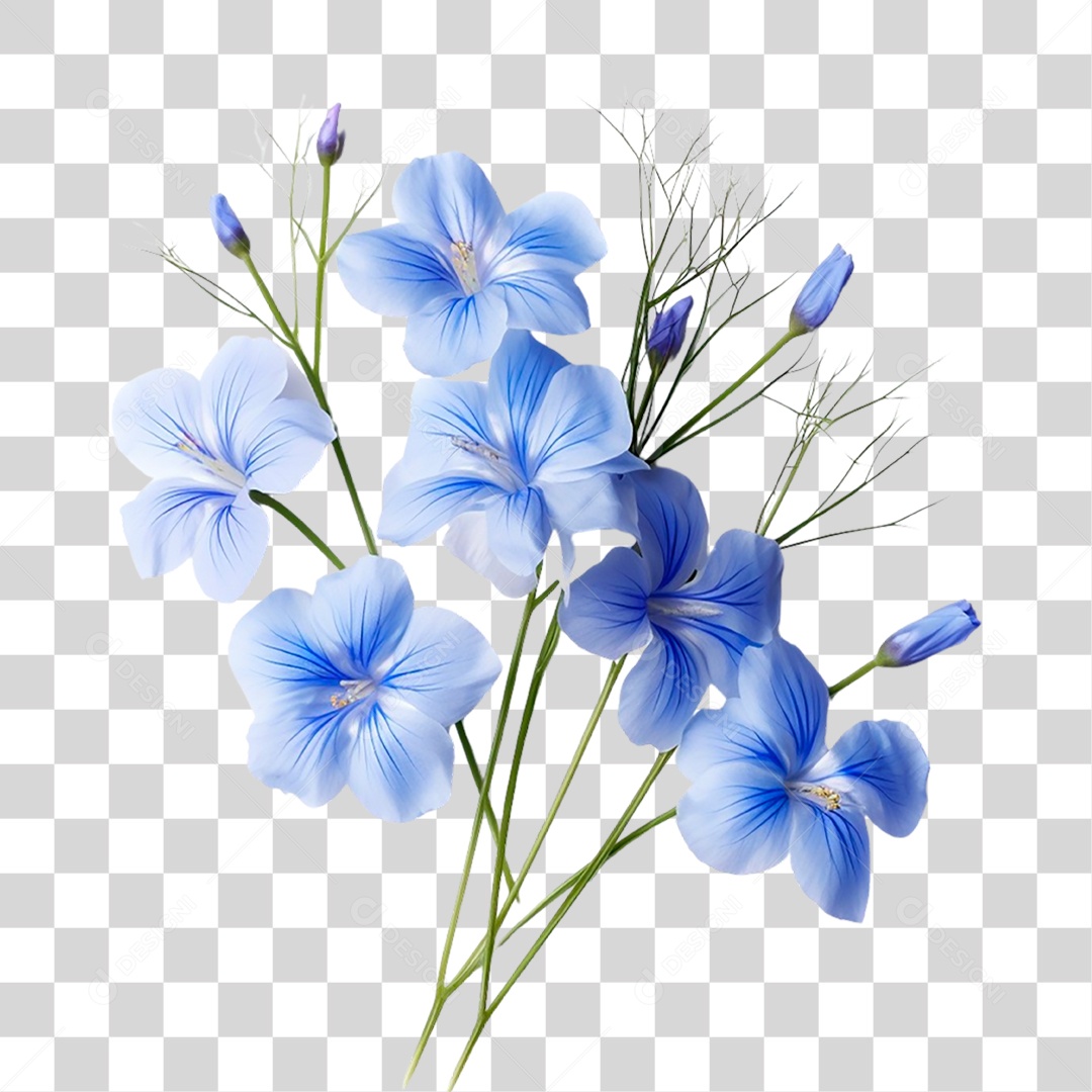 Flores Azuis PNG Transparente