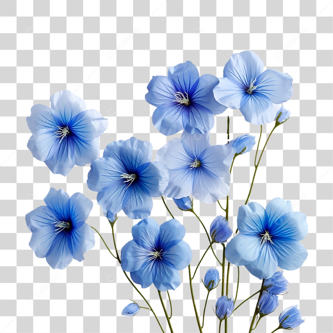 Flores Azuis PNG Transparente