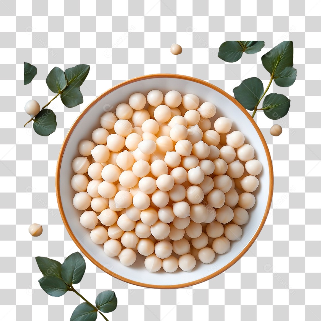 Tigela com Grão de Bico Seco PNG Transparente