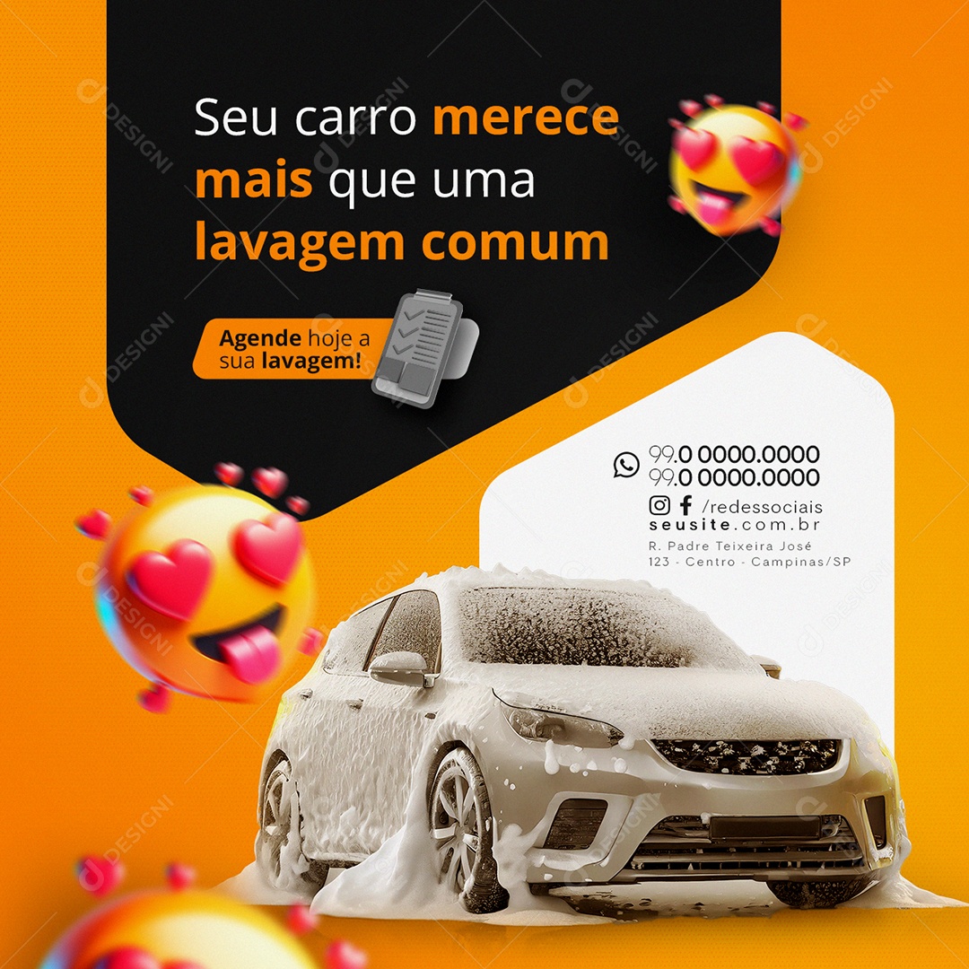 Lava Jato Seu carro merece mais que uma lavagem comum Social Media PSD Editável