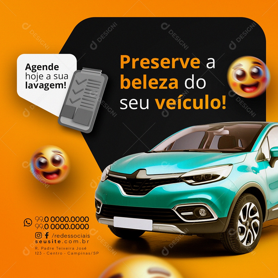 Lava Jato Agende hoje a sua lavagem Preserve a beleza Social Media PSD Editável