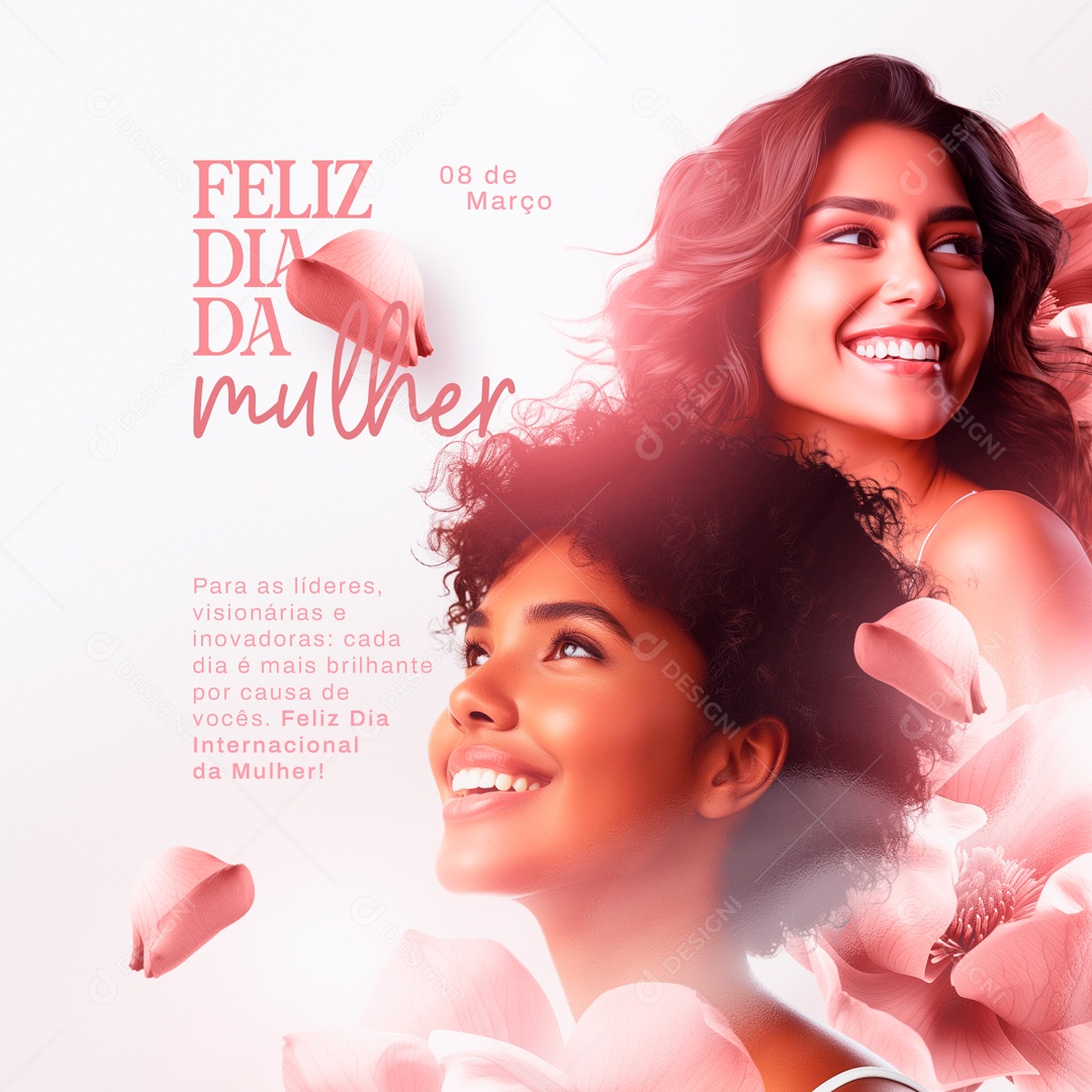 Feliz Dia Internacional das Mulheres 8 de Março Social Media PSD Editável