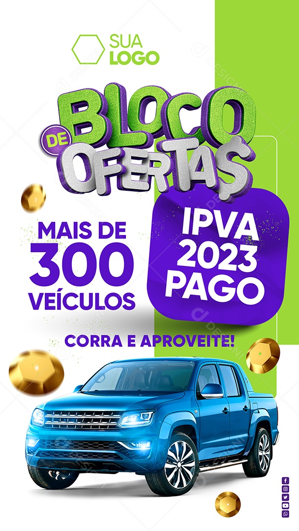 Story Bloco De Ofertas Concessionária IPVA 2023 Pago Social Media PSD Editável