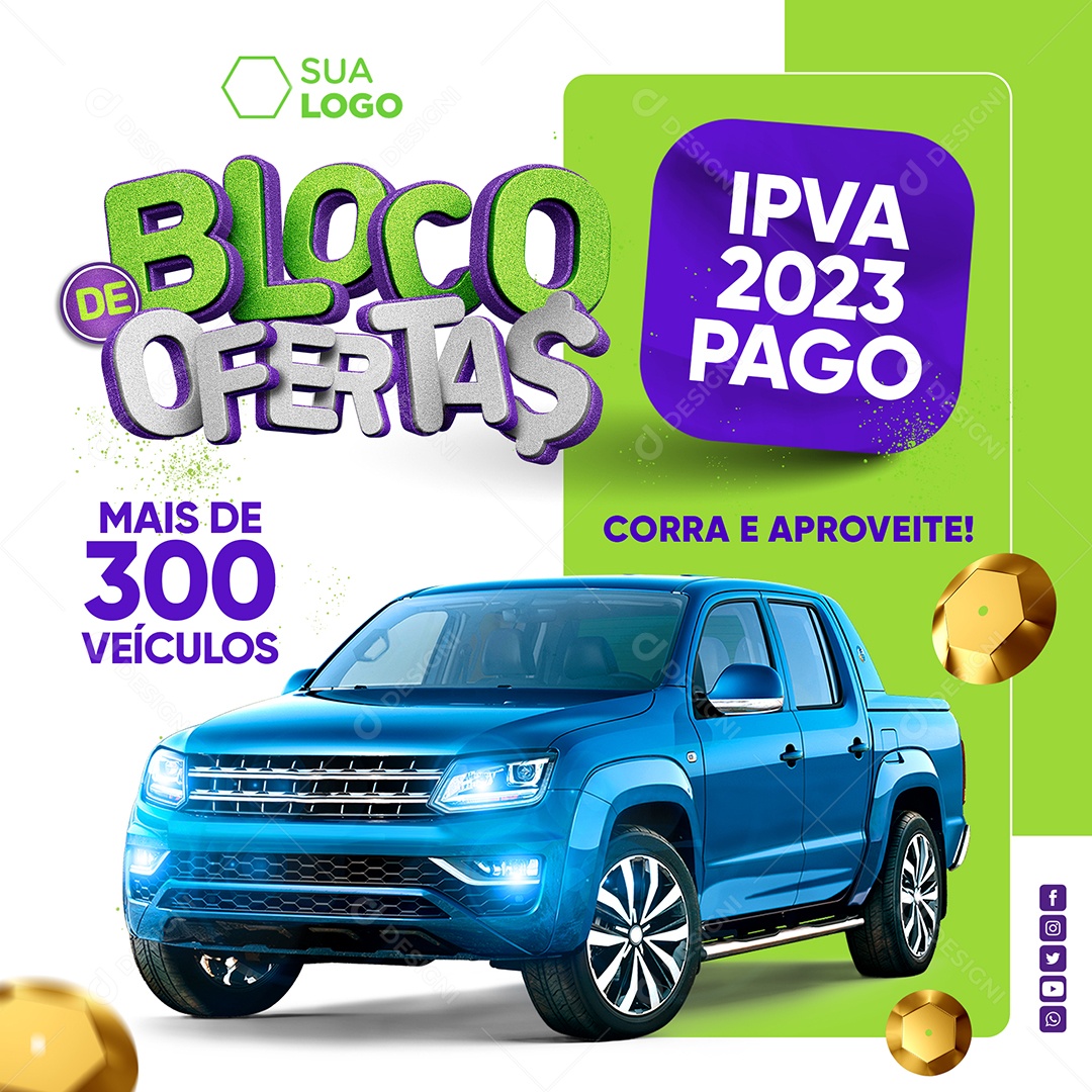 IPVA 2023 Pago Social Media PSD Concessionary Offer Block Editable