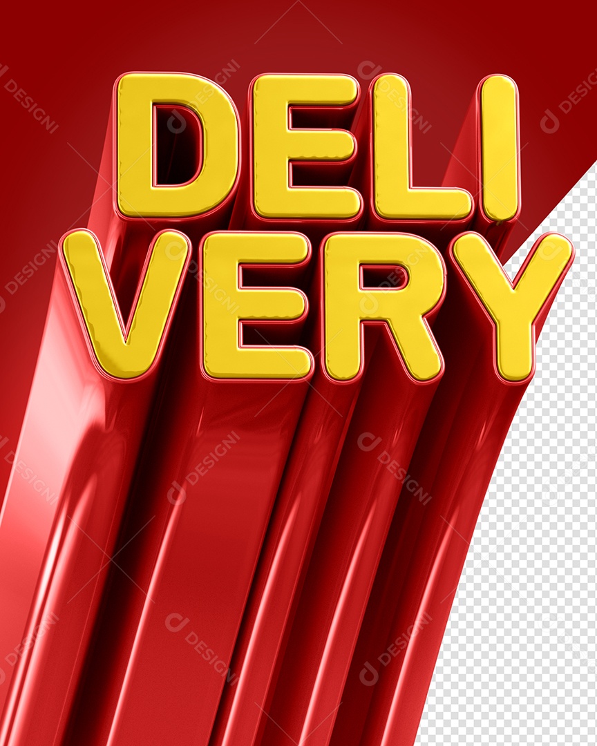 Delivery Selo 3D Amarelo e Vermelho para Composição PSD