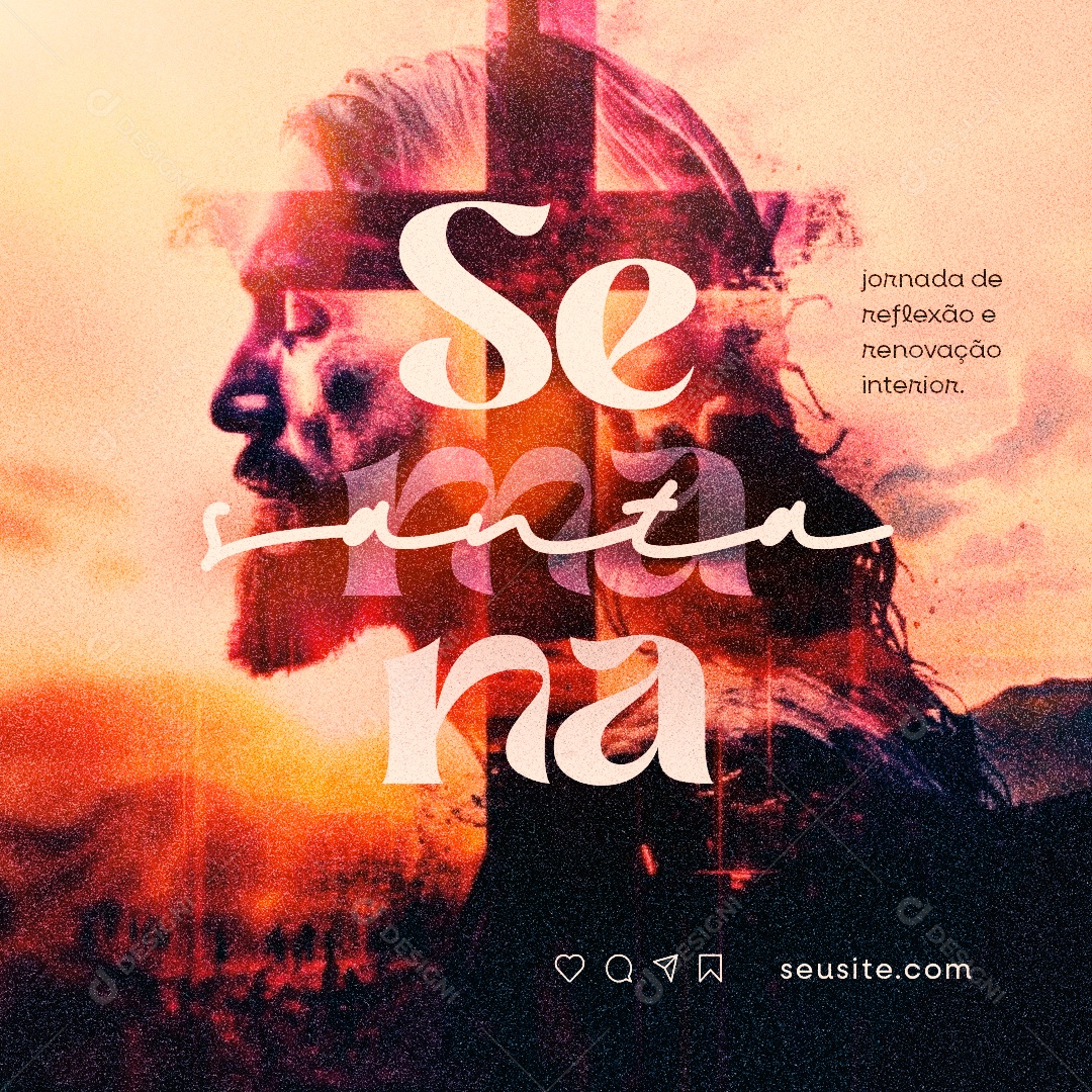 Semana Santa jornada de reflexão e renovação interior Social Media PSD Editável