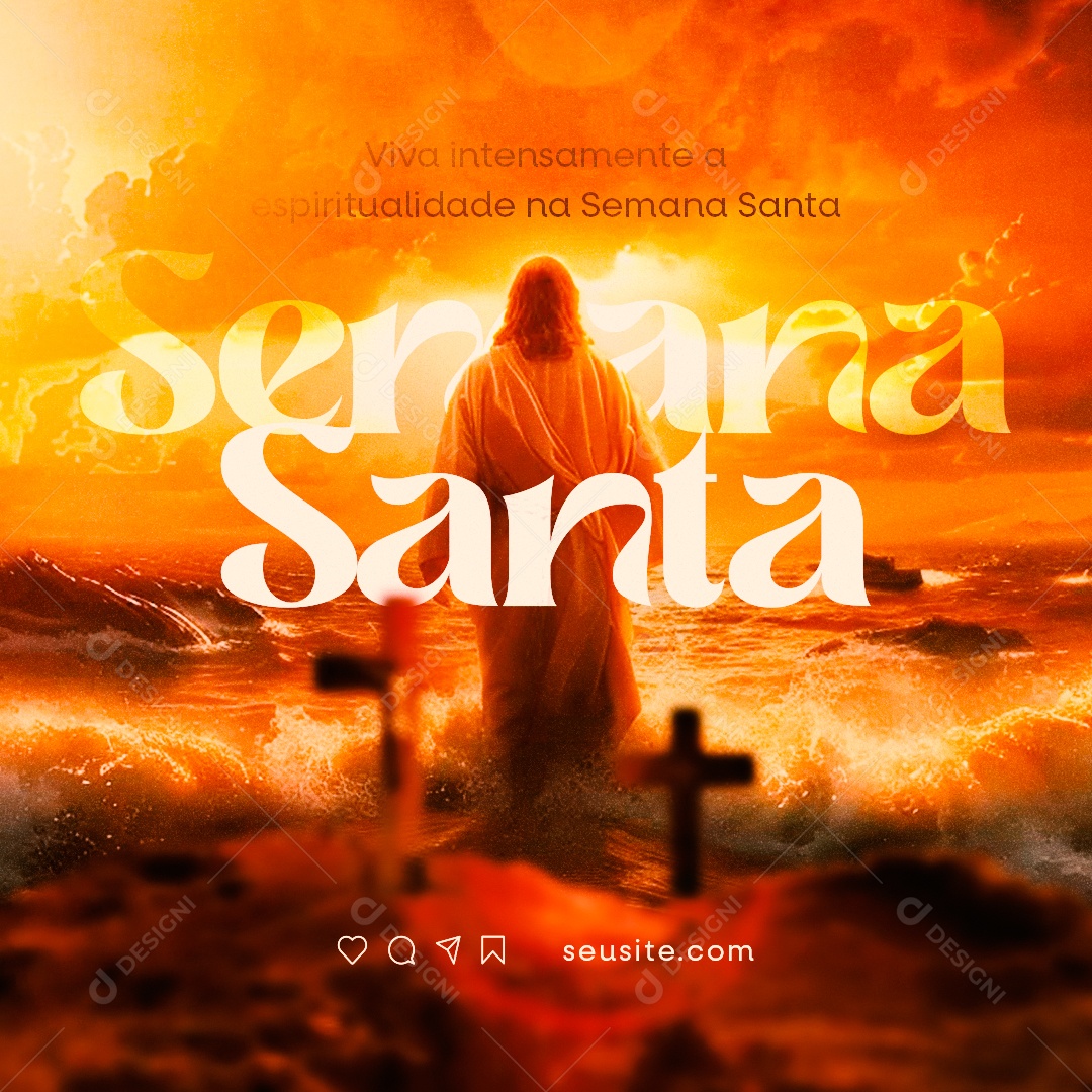 Viva Intensamente a Espiritualidade na Semana Santa Social Media PSD Editável