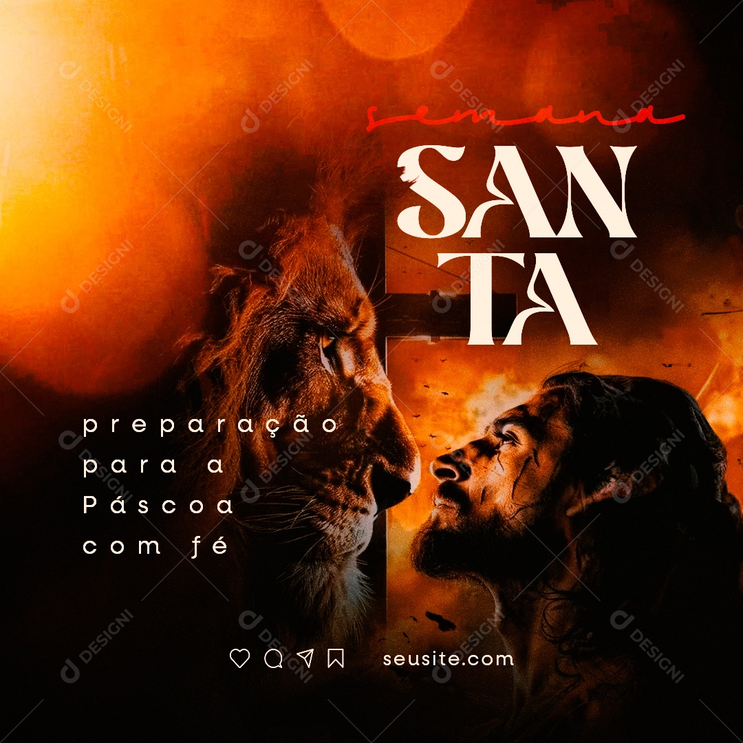 Semana Santa preparação para a Páscoa com fé Social Media PSD Editável