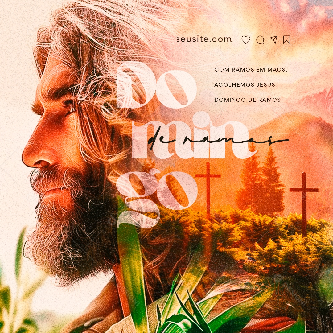 Domingo de Ramos Acolhemos Jesus Social Media PSD Editável