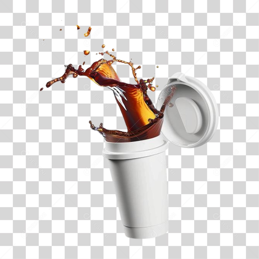 Copo de Café Derramando PNG Transparente