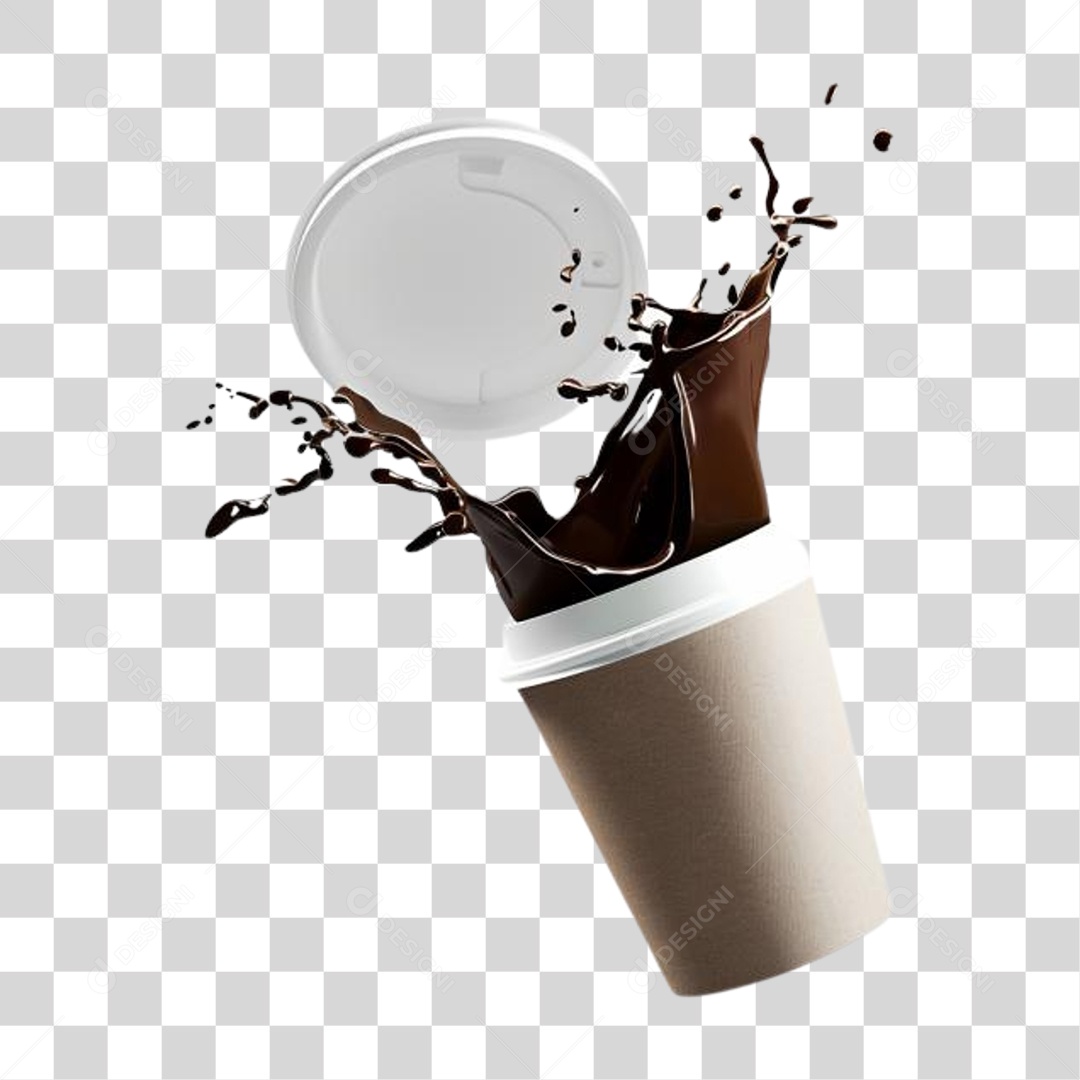 Copo de Café Derramando PNG Transparente