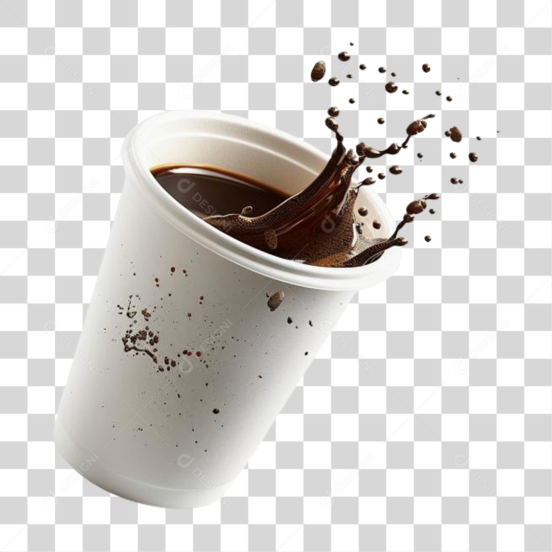 Copo de Café Derramando PNG Transparente