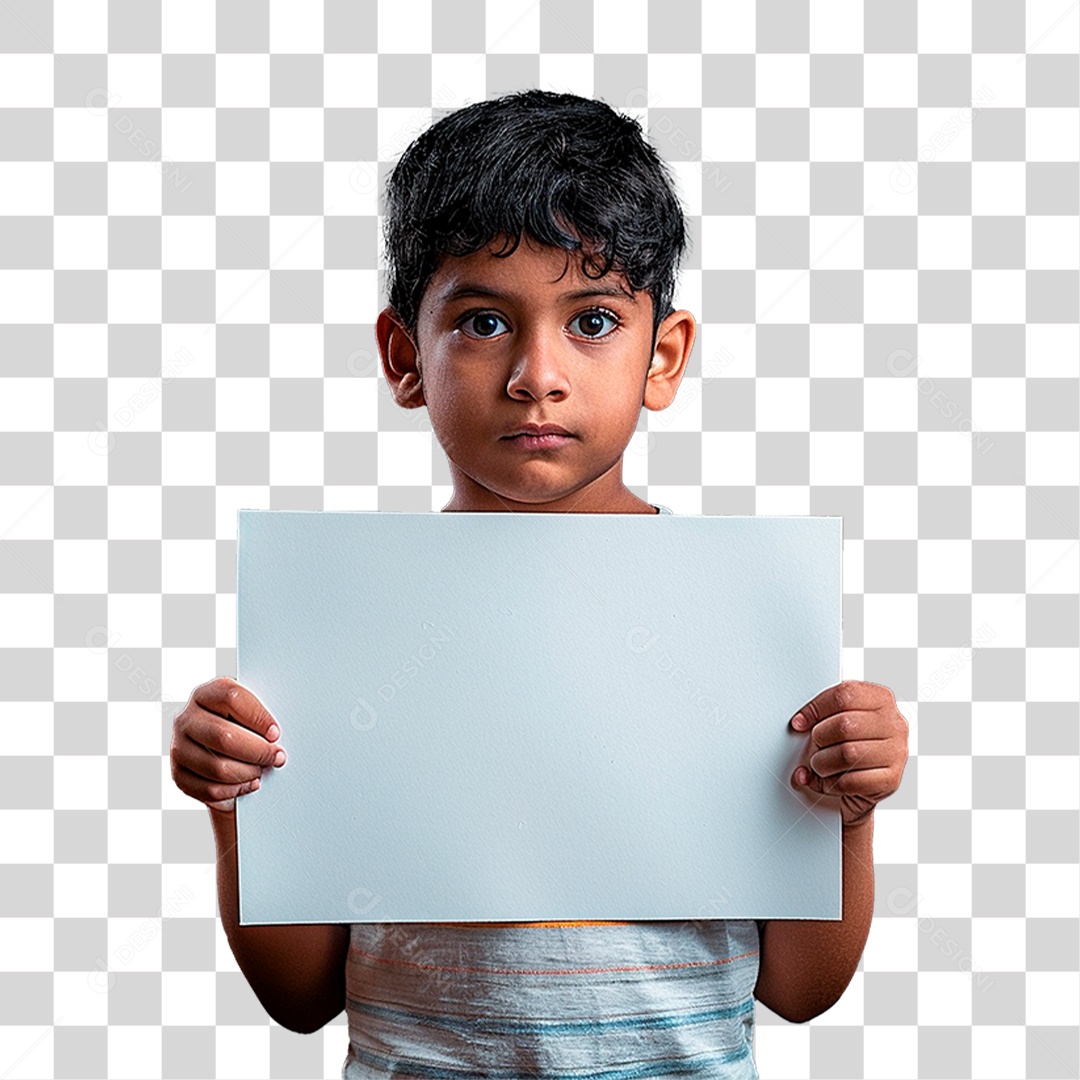 Garoto Segurando Cartaz PNG Transparente