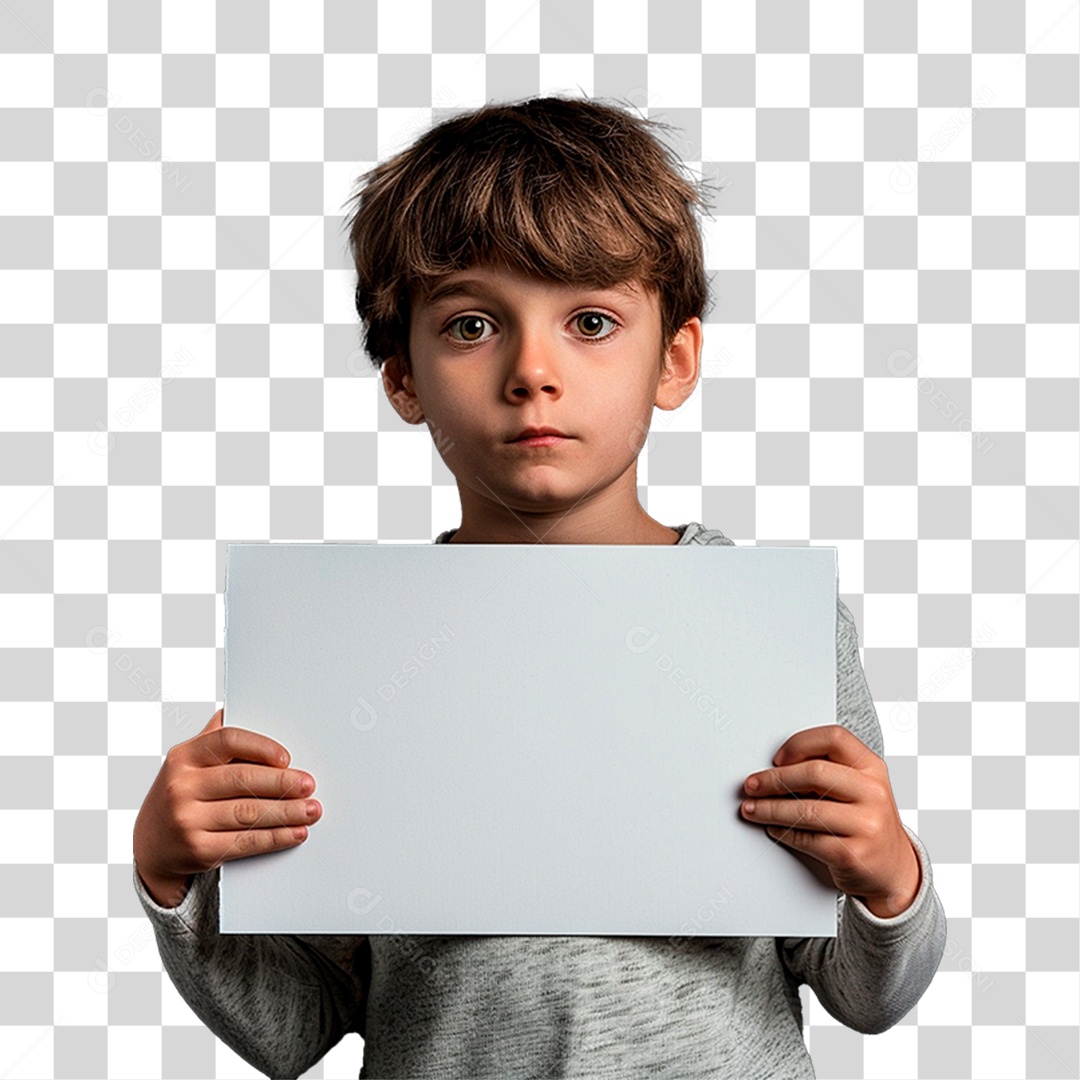 Garoto Segurando Cartaz PNG Transparente