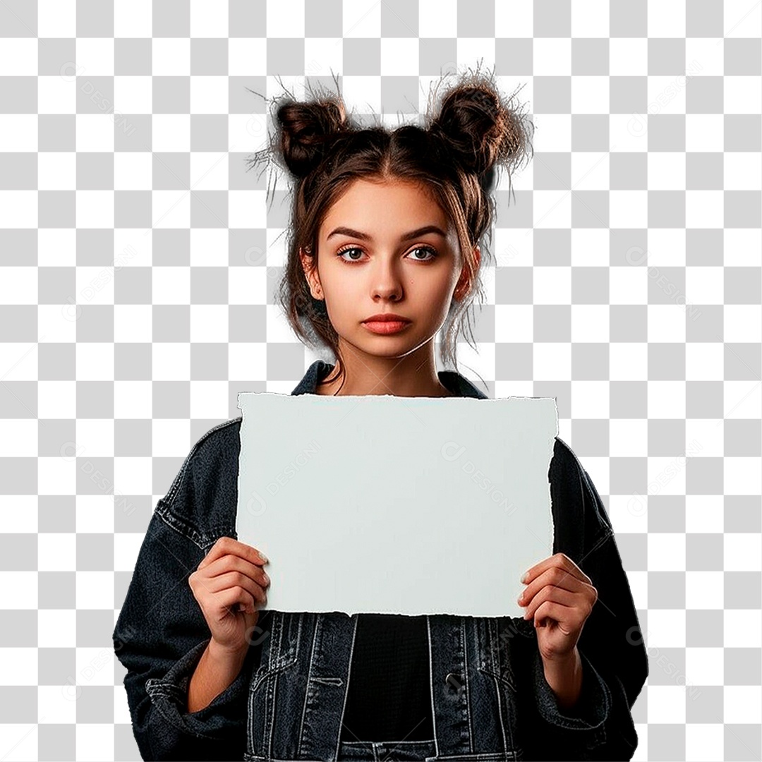Garota Segurando Cartaz PNG Transparente
