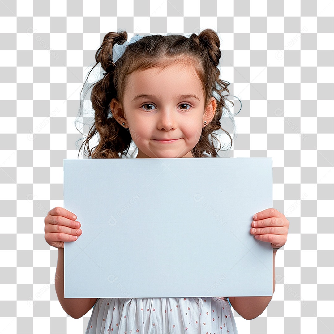 Menina Segurando Cartaz PNG Transparente