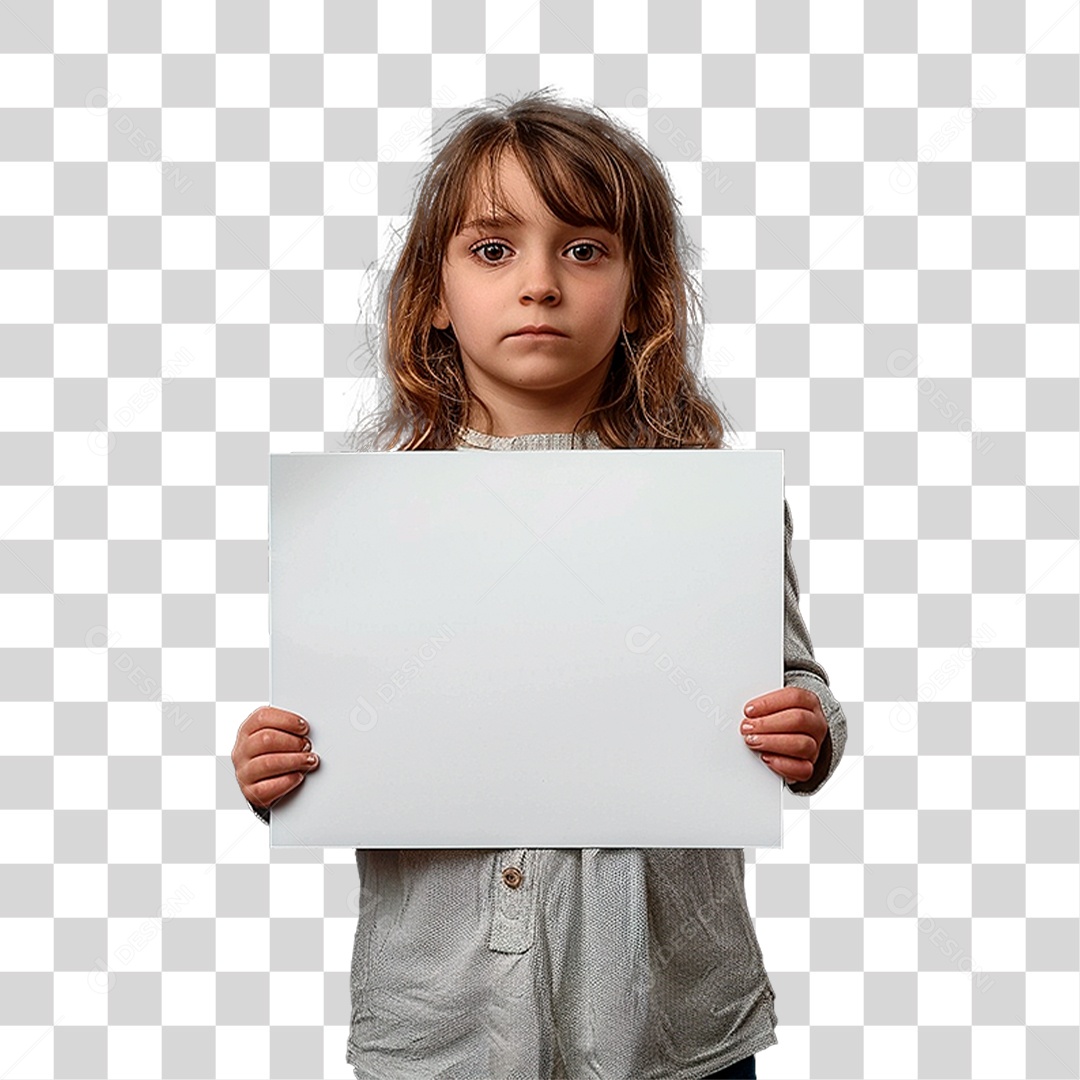 Menina Segurando Cartaz PNG Transparente