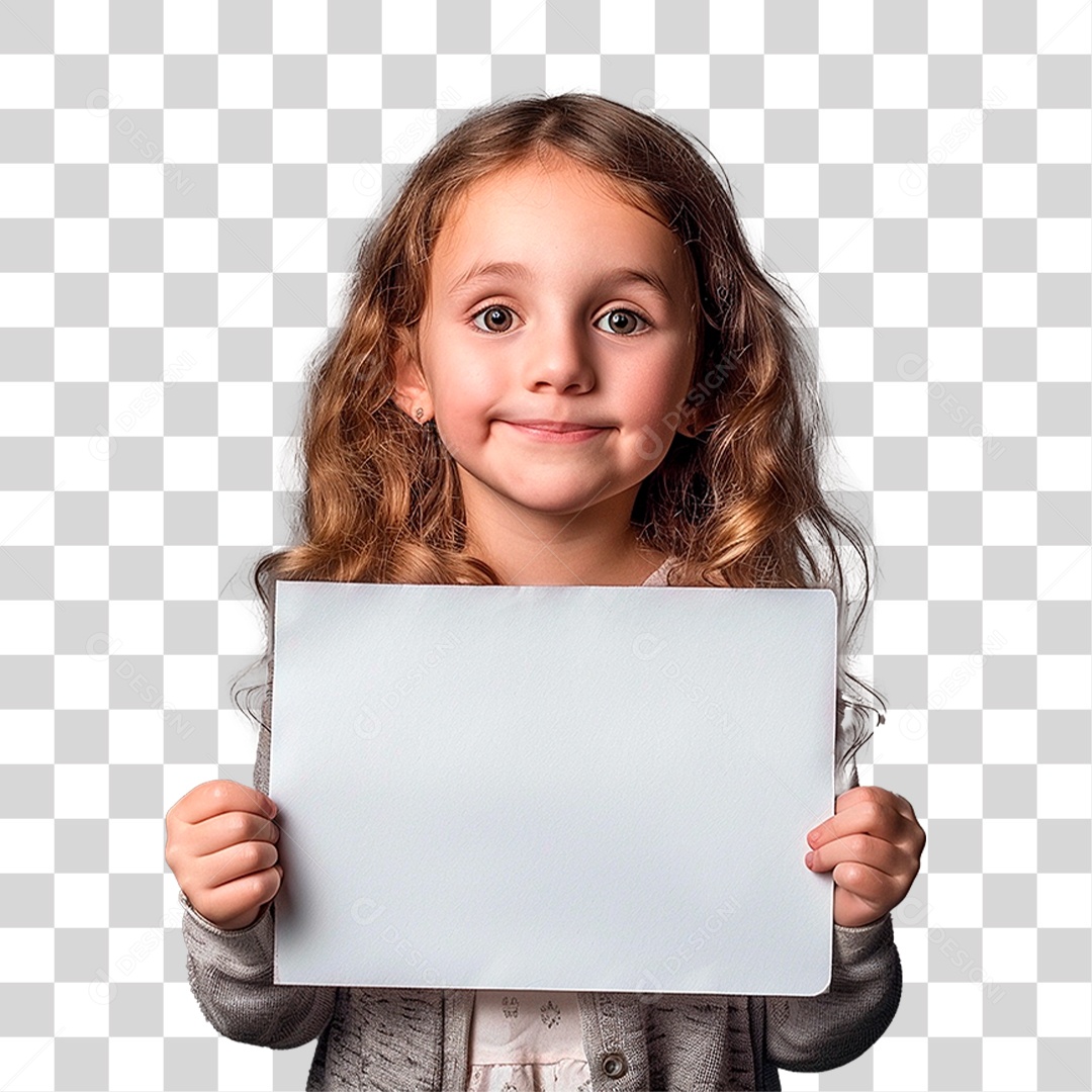 Menina Segurando Cartaz PNG Transparente