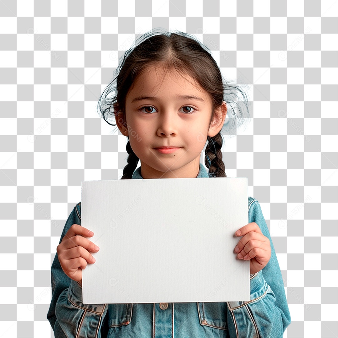 Menina Segurando Cartaz PNG Transparente