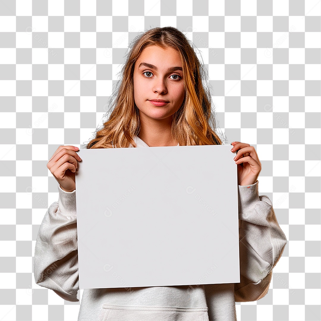 Menina Segurando Cartaz PNG Transparente