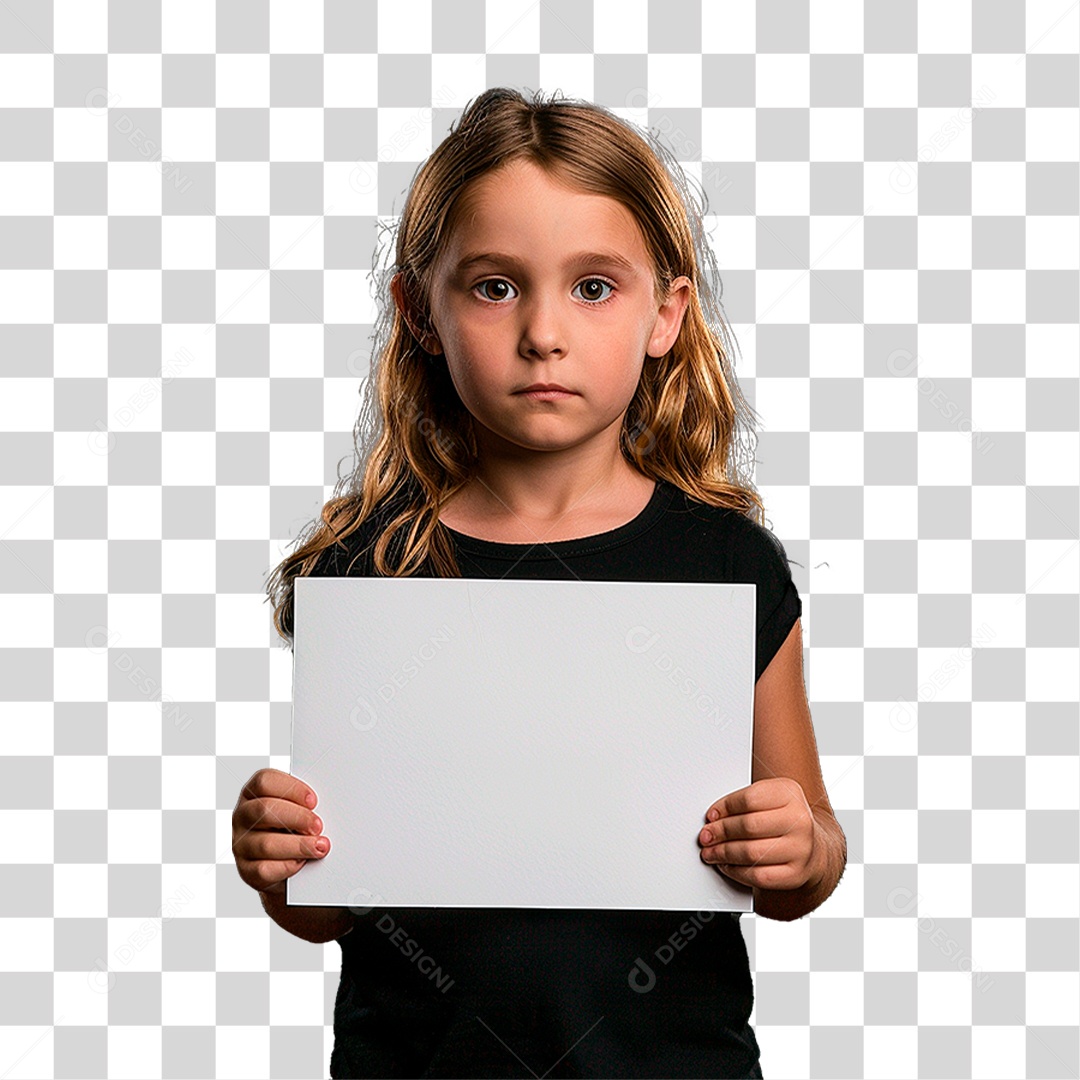 Menina Segurando Cartaz PNG Transparente