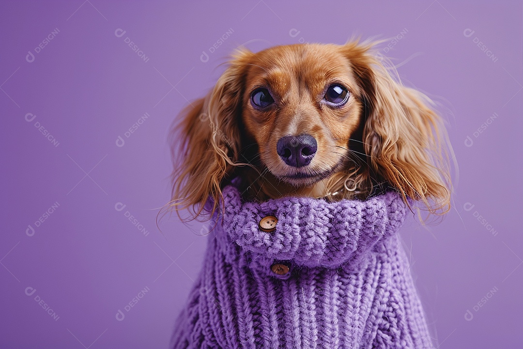Dachshund vestindo roupas e óculos de sol em fundo isolado