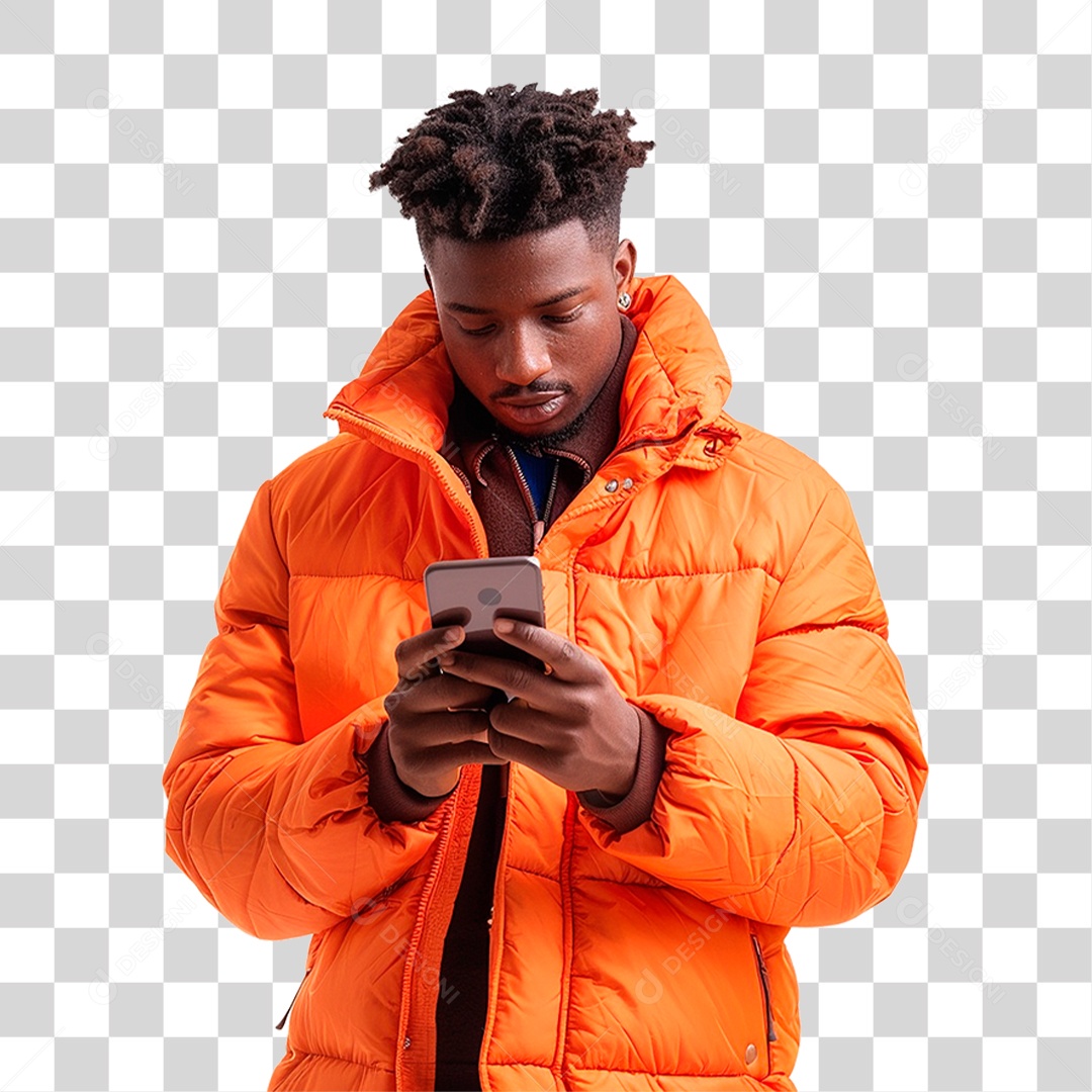 Homem com Jaqueta Laranja PNG Transparente