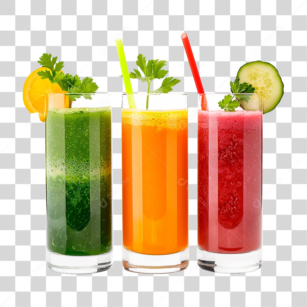 Copos de Sucos Verde PNG Transparente