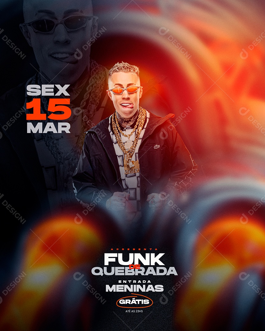 Flyer Mc Daniel Apresenta Funk de Quebrada Social Media PSD Editável