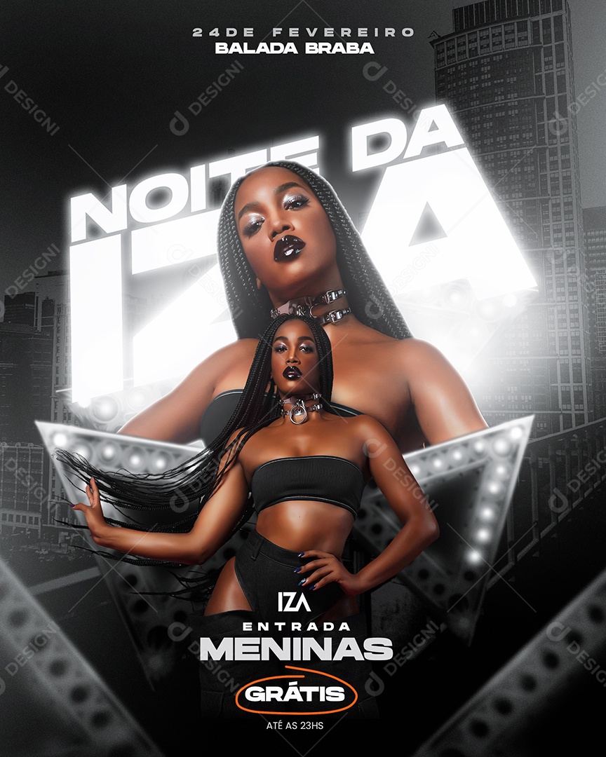 Flyer Noite da Iza Balada Braba Social Media PSD Editável
