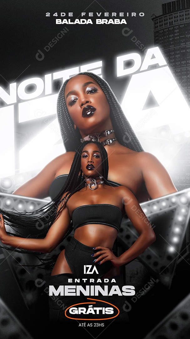 Story Flyer Noite da Iza Balada Braba Social Media PSD Editável
