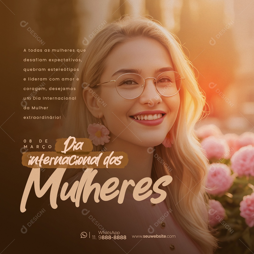 Dia Internacional das Mulheres 8 de Março Desafiam Expectativas Quebram Estereótipos Social Media PSD Editável