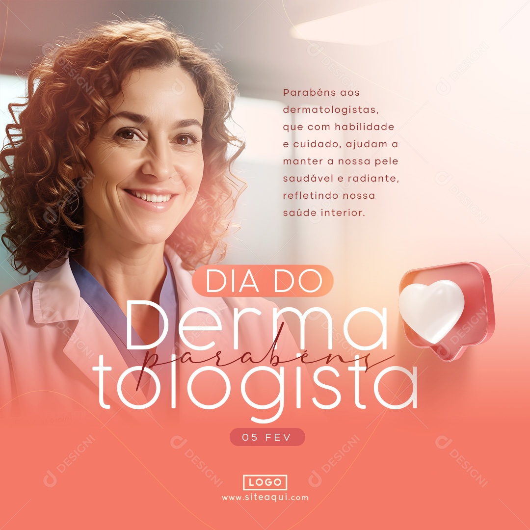 Dia do Dermatologista 05 de Fevereiro Ajudam a Manter a nossa Pele Saudável Social Media PSD Editável