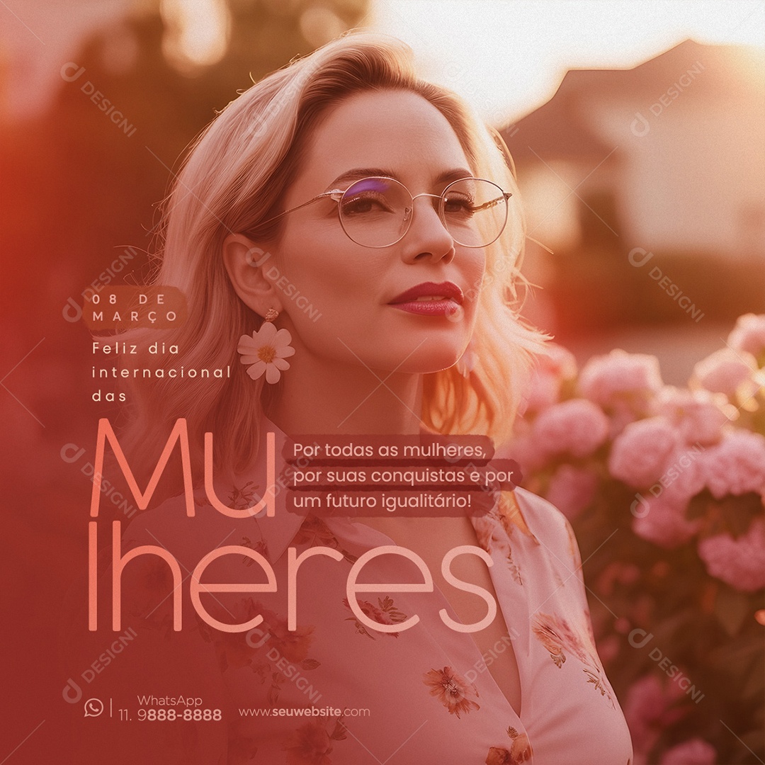 Dia Internacional das Mulheres 8 de Março por suas Conquistas Social Media PSD Editável