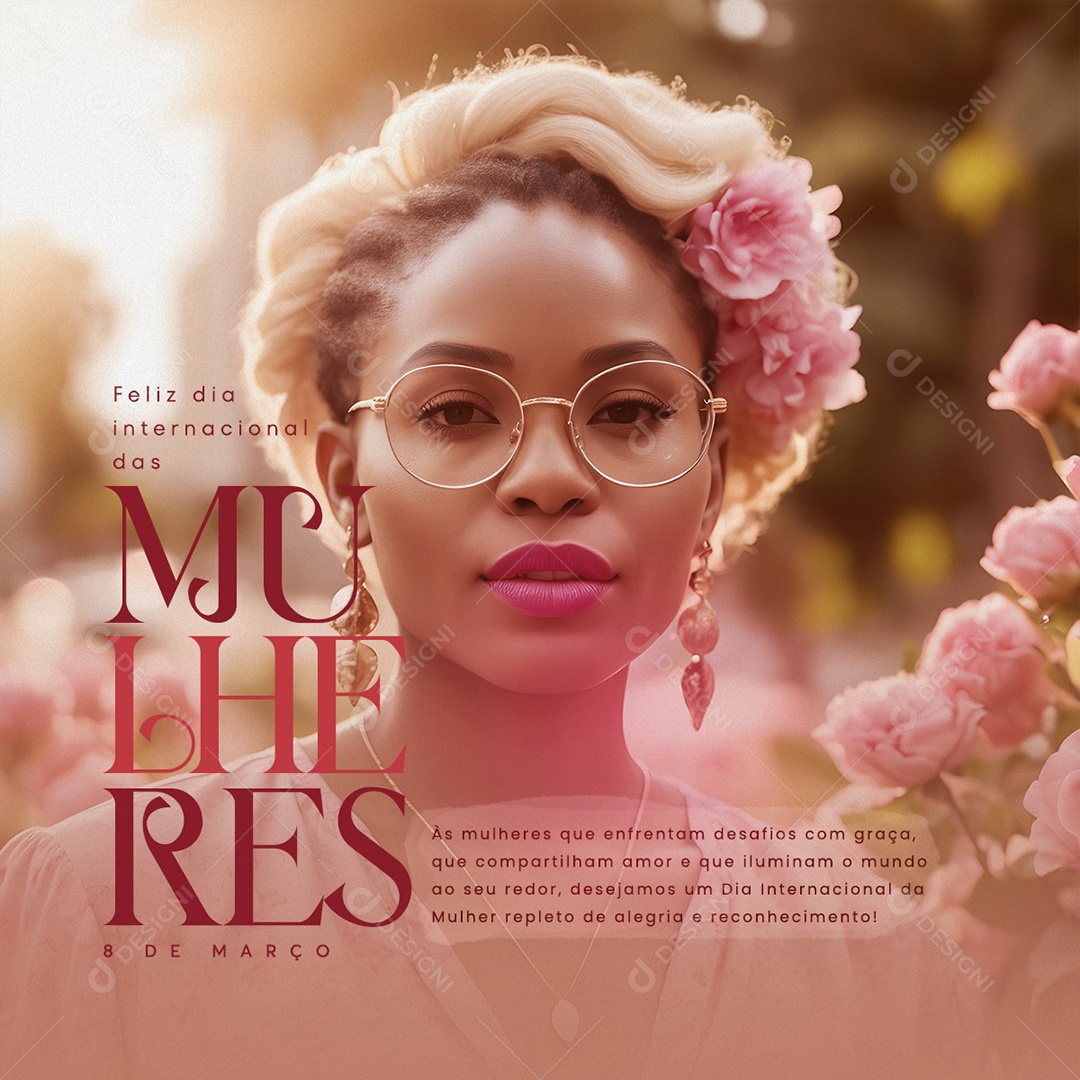Dia Internacional das Mulheres 8 de Março Enfrentam Desafios com Graça Social Media PSD Editável