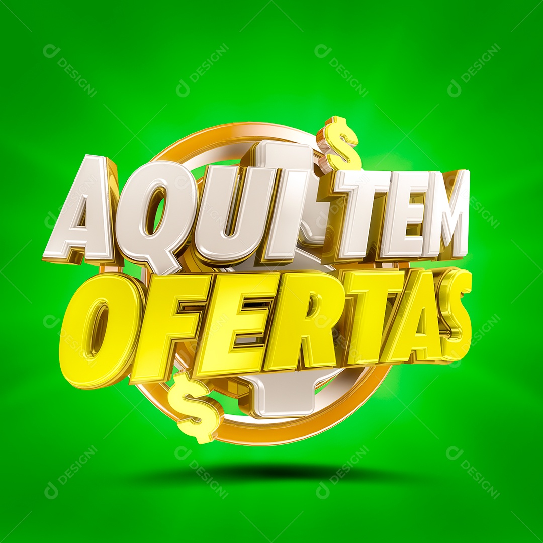 Aqui Tem Ofertas Selo 3D para Composição PSD