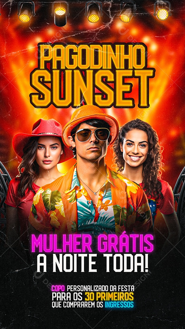 Story Flyer Show Pagodinho Sunset Mulher Grátis Social Media PSD Editável