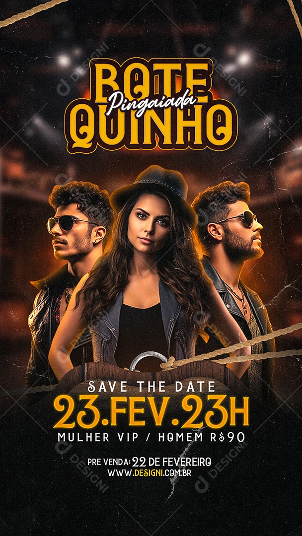 Story Flyer Botequinho Pingaiada Save the Date Social Media PSD Editável