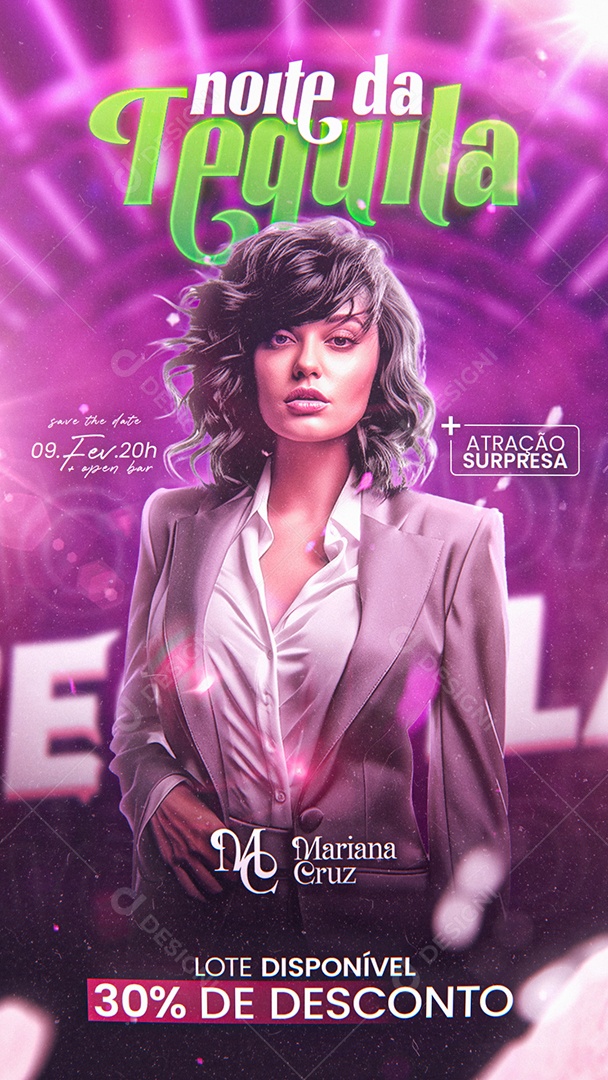 Story Flyer Noite da Tequila Mariana Cruz Social Media PSD Editável