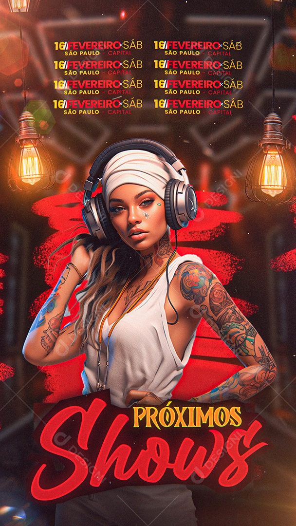 Social Media Story Flyer Próximos Shows Agenda Fevereiro PSD Editável