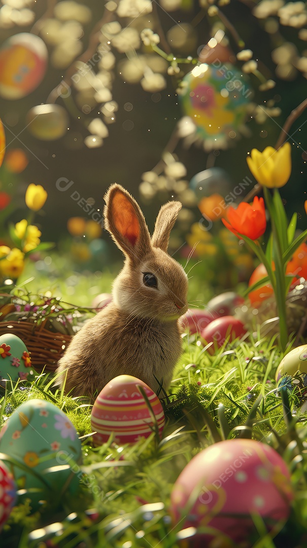 Coelhinho da Páscoa feito de chocolate no meio de barras de chocolate para o conceito de festa de Páscoa