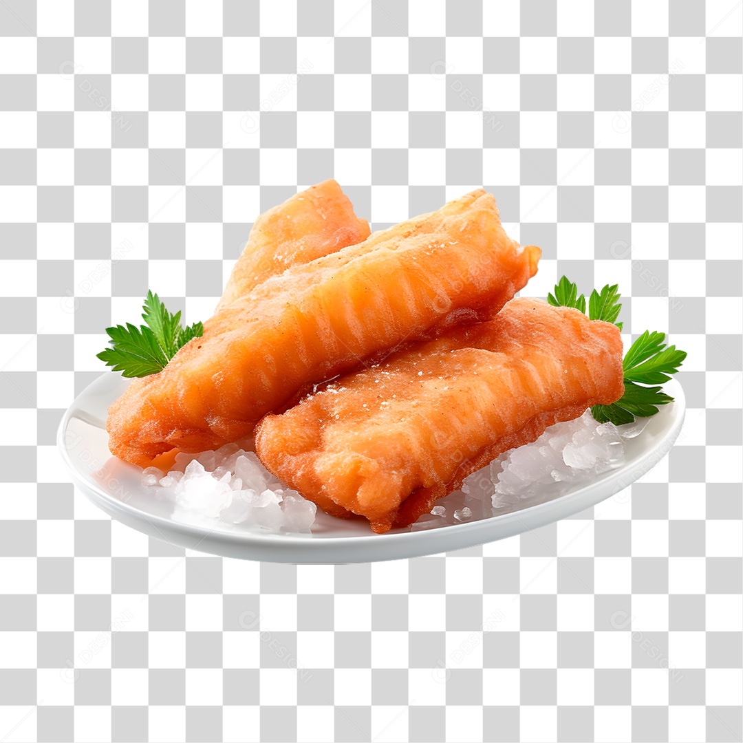 Prato com Filés de Peixe PNG Transparente
